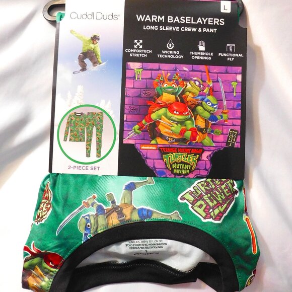 Cuddl Duds Teenage Mutant Ninja Turtles Mutant Mayhem Baselayer Set Large - Picture 1 of 4